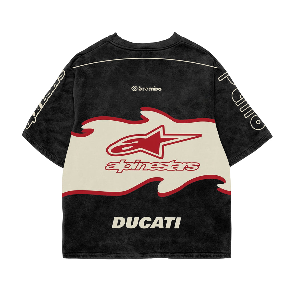 Track Crest Acid Wash Oversized Tee