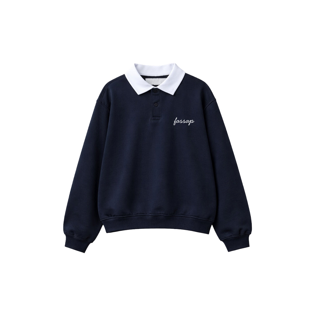Navy Crest Polo Sweatshirt