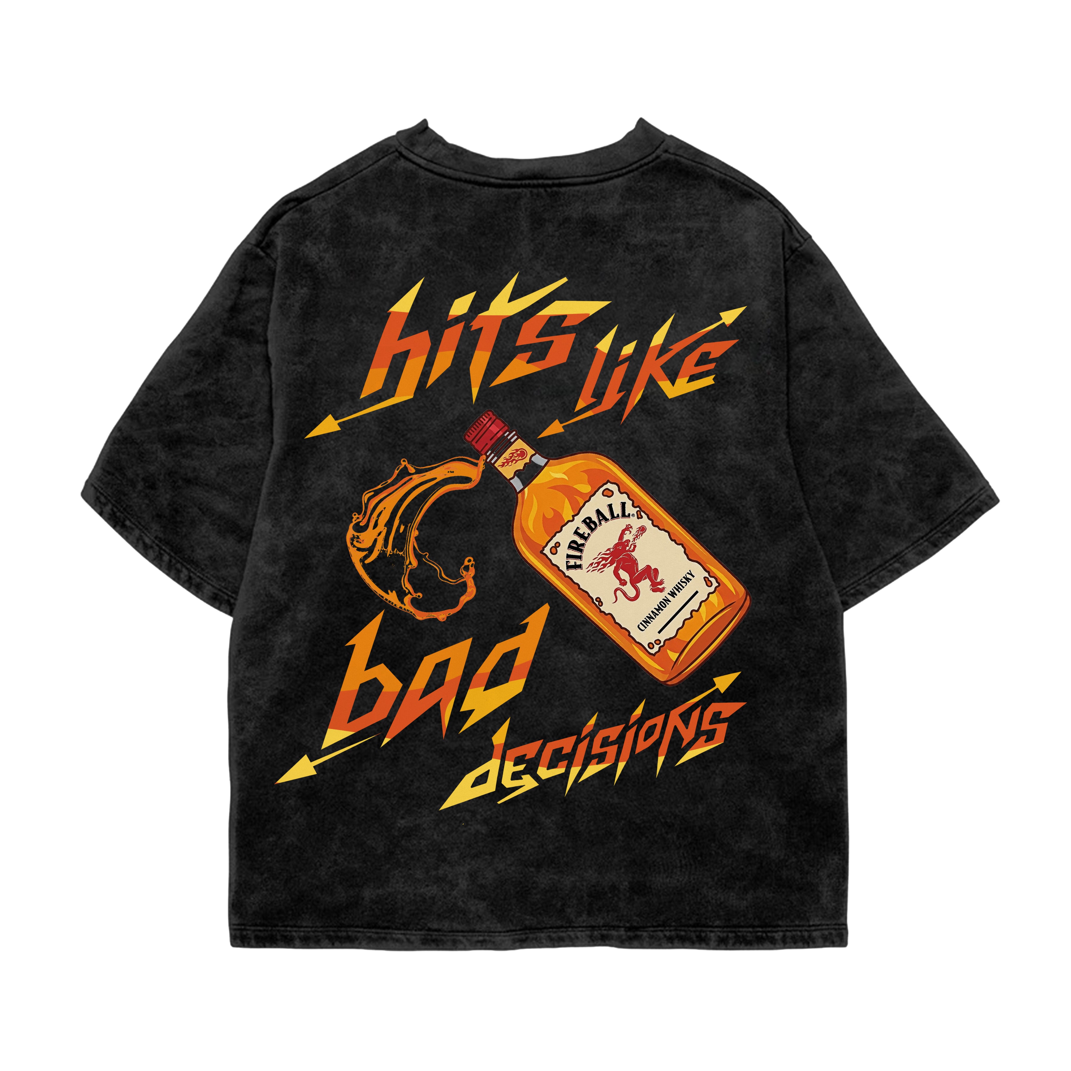 Fireball Acid Wash Oversized Tee