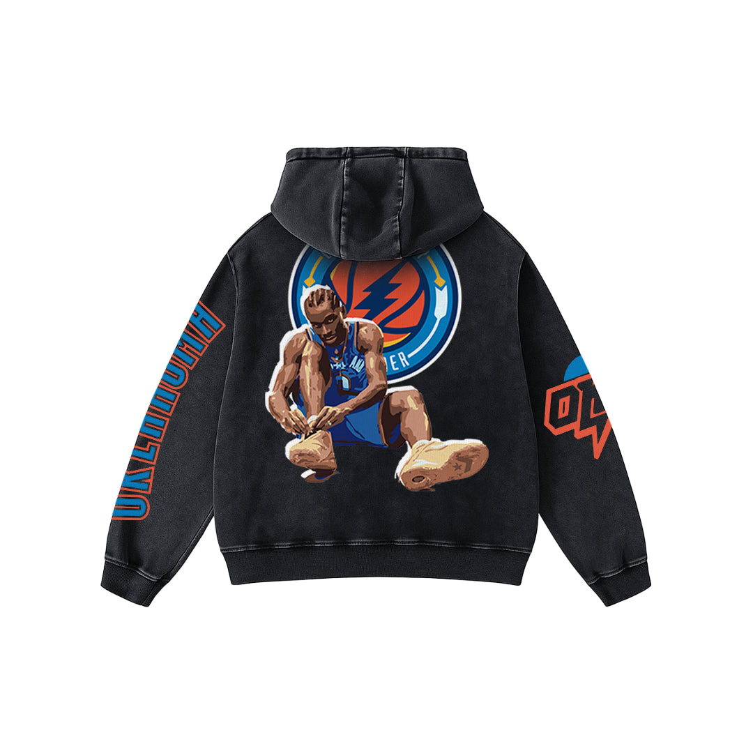 Thunder Star Oversized Acid Wash Hoodie