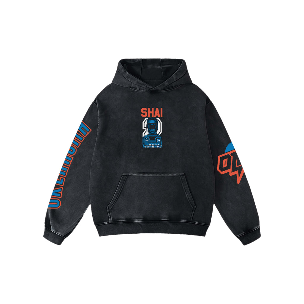 Thunder Star Oversized Acid Wash Hoodie