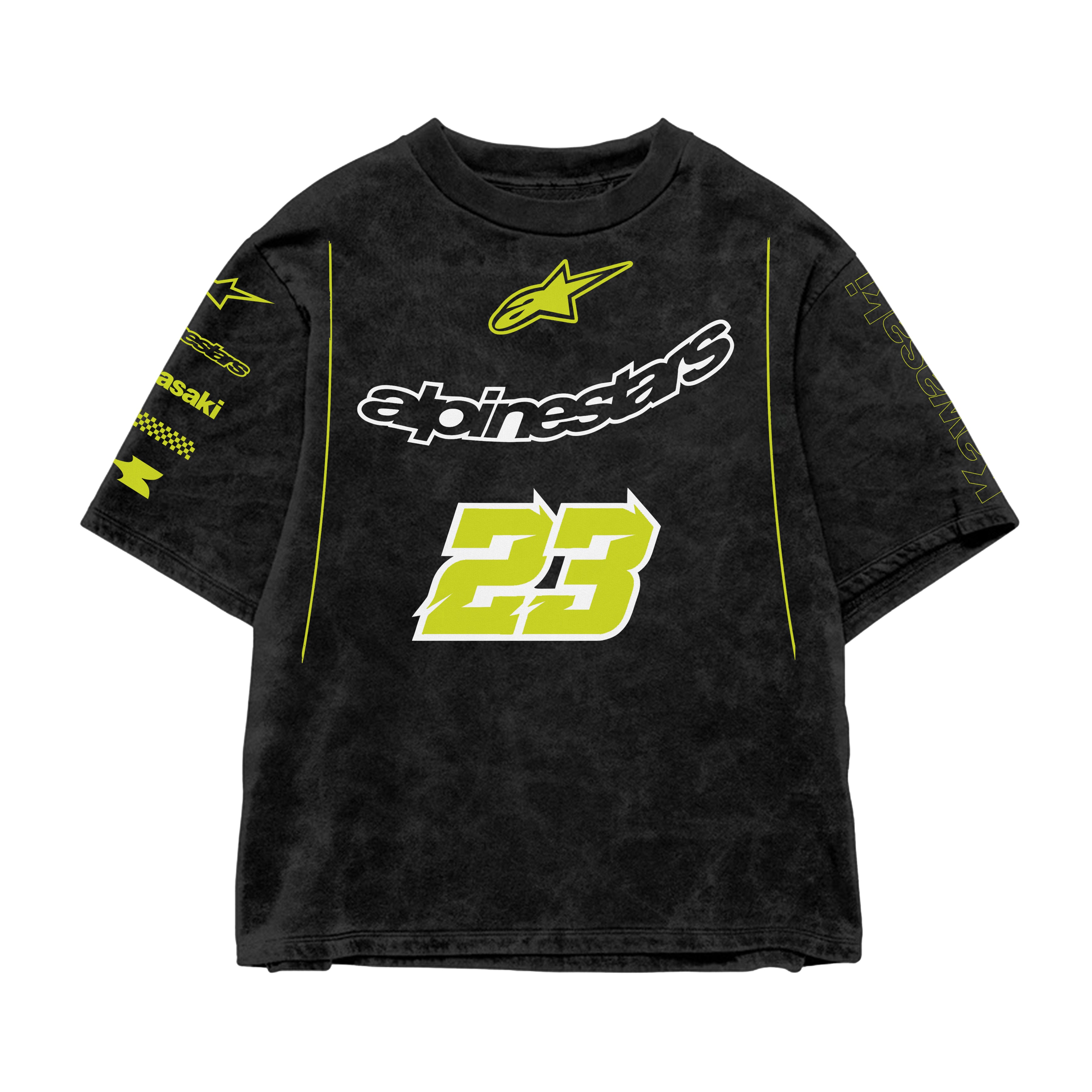 Neon Track 23 Acid Wash Oversized Tee