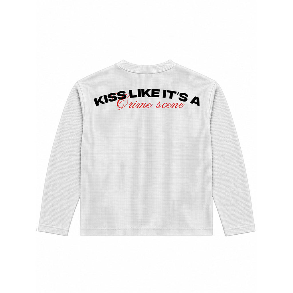 Kiss Like It’s a Crime Scene Henley Tee