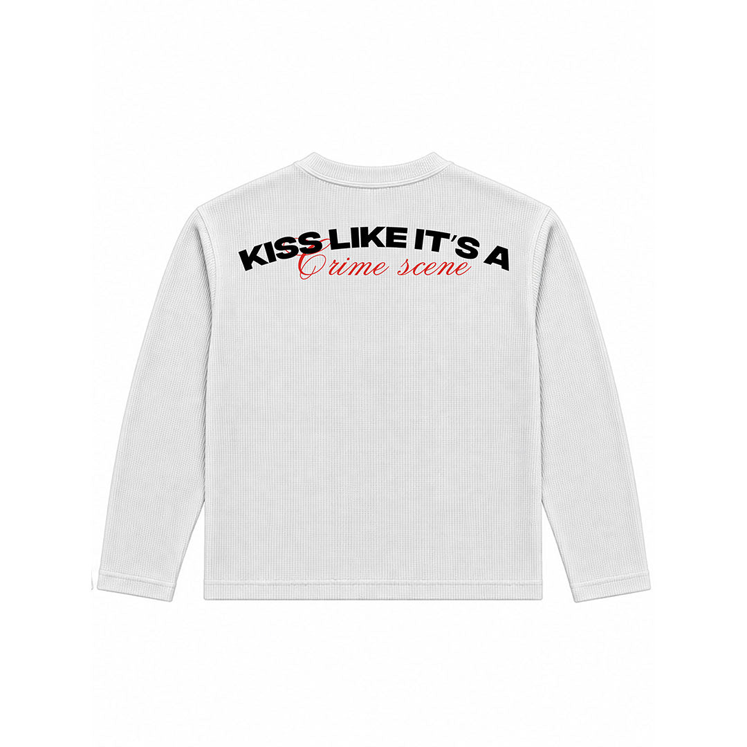 Kiss Like It’s a Crime Scene Henley Tee